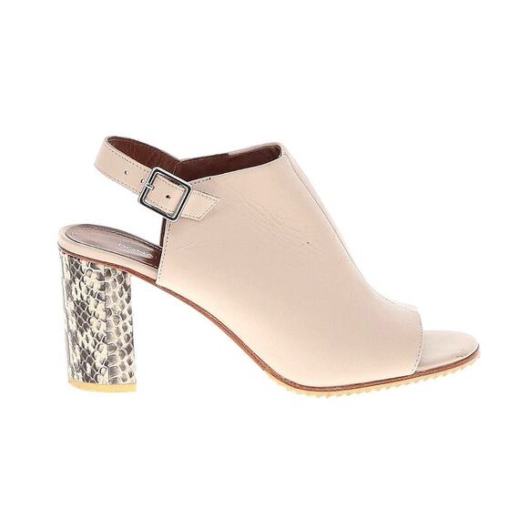 Donald Pliner Beige Leather Peep Toe Slingback Snakeskin Heel Size 8 - Picture 1 of 9